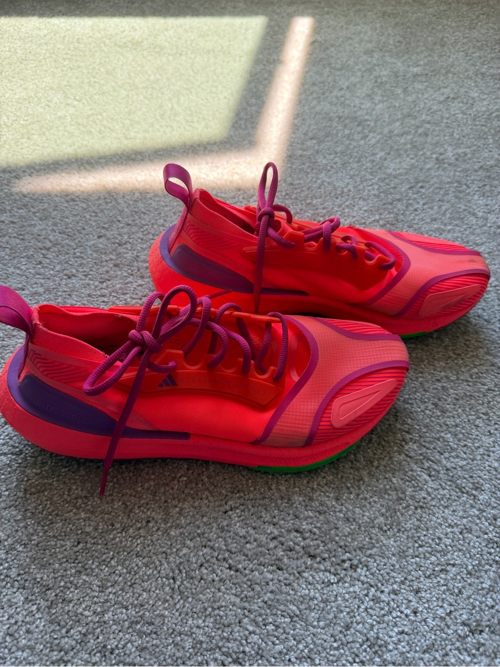 Adidas by Stella McCartney Neon Pink and Purple Lace-Up Trainers - Picture 3 of 7